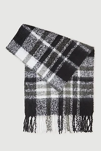 Fringe Detail Plaid Scarf