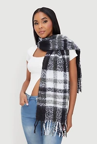 Fringe Detail Plaid Scarf