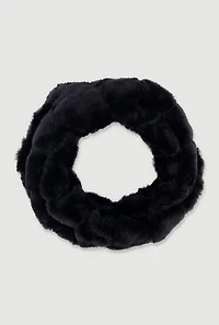 Ribbed Knit Faux Fur Neck Warmer