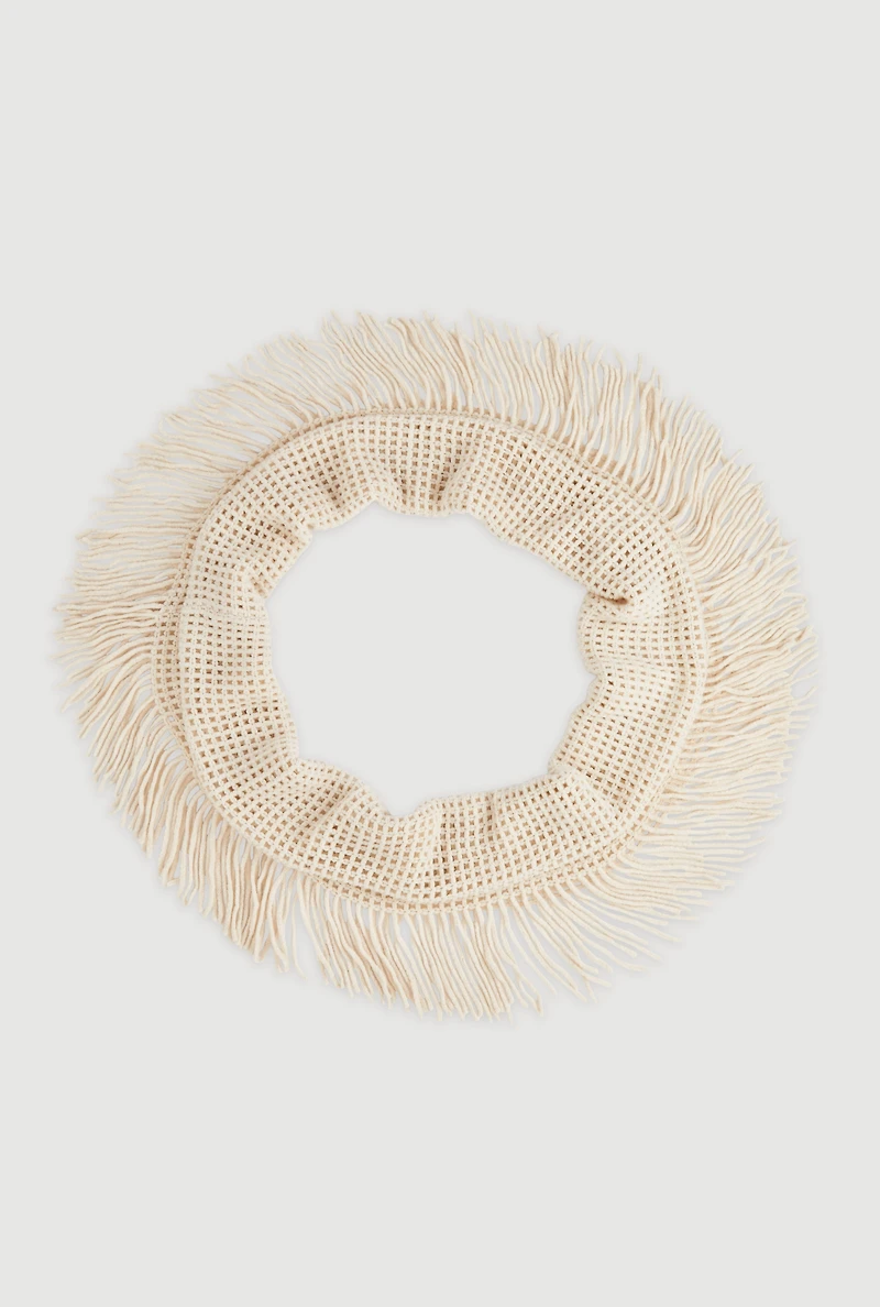 Womens Fringed Infinity Scarf,