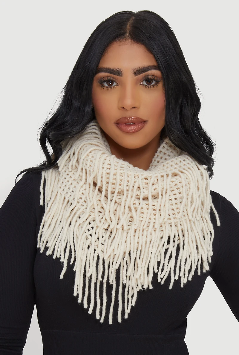 Womens Fringed Infinity Scarf,