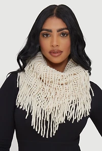 Womens Fringed Infinity Scarf,