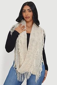 Womens Fringed Infinity Scarf,