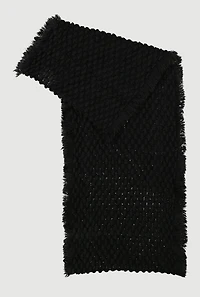 Popcorn Knit Fringed Infinity Scarf