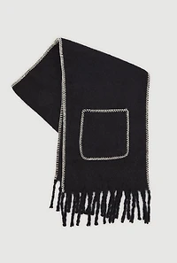 Trendy Fringe Boucle Scarf with Pockets