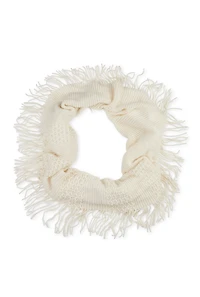 Knitted Fringe Infinity Scarf