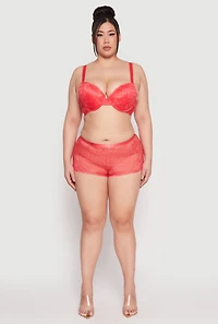 Womens Plus Size Caged Back Floral Patterned Boyshort Panties, Orange, Size 2X