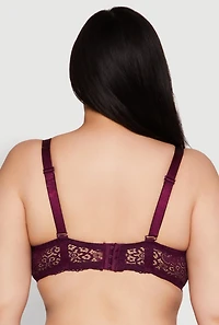 Womens Plus Size Scalloped Lace Convertible Strapless Bra, Purple, Size 44D