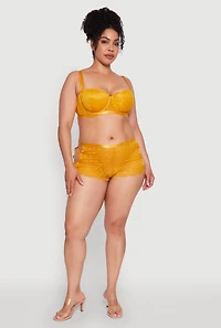 Womens Plus Size Lace Push Up Convertible Balconette Bra, Yellow, Size 44C