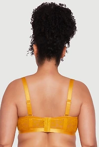 Womens Plus Lace Push Up Convertible Balconette Bra, Yellow,