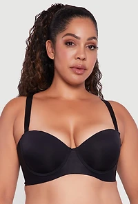 Womens Plus Size Laser Cut Convertible Balconette Bra, Black, Size 38C