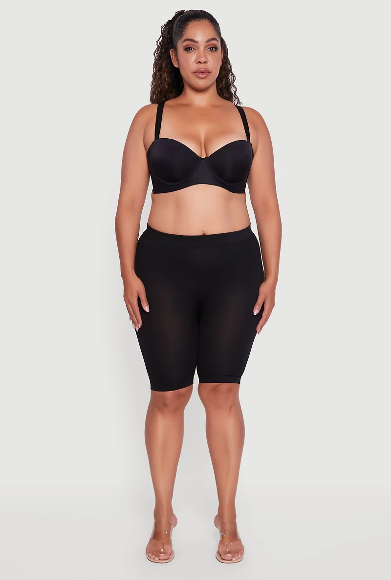Womens Plus Size Laser Cut Convertible Balconette Bra, Black, Size 38C
