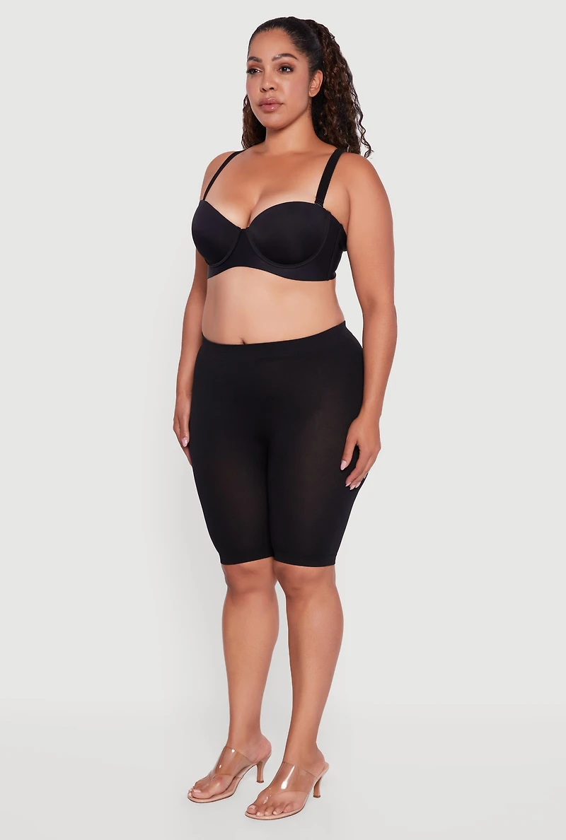 Womens Plus Size Laser Cut Convertible Balconette Bra, Black, Size 38C