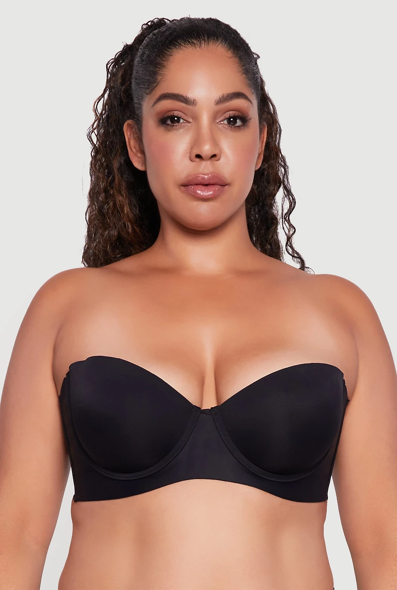 Womens Plus Size Laser Cut Convertible Balconette Bra, Black, Size 38C