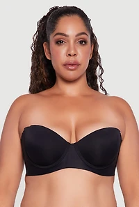 Womens Plus Size Laser Cut Convertible Balconette Bra, Black, Size 38C
