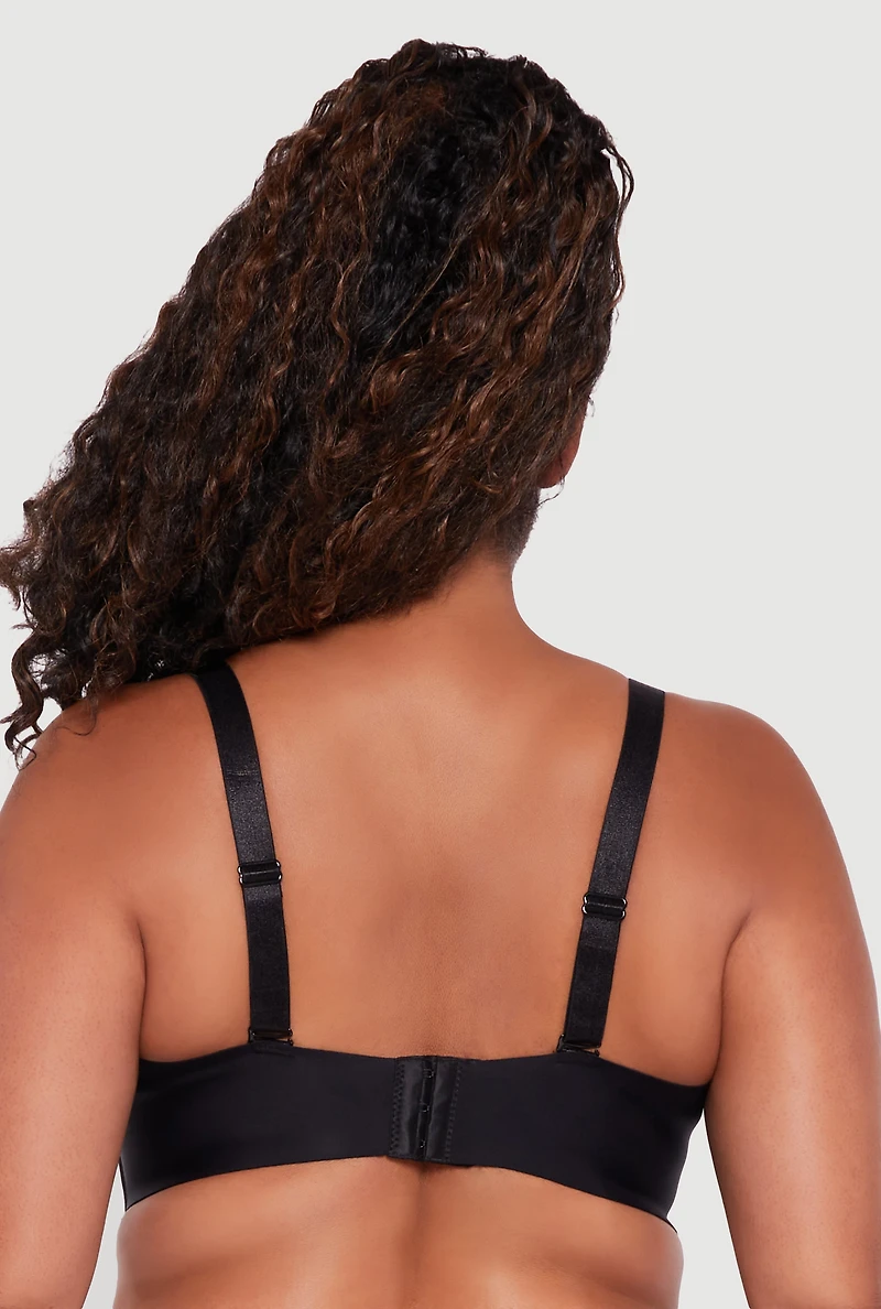 Womens Plus Size Laser Cut Convertible Balconette Bra, Black, Size 38C