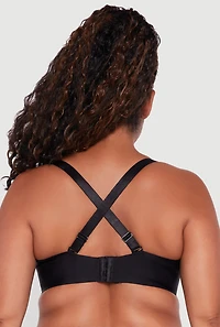 Womens Plus Size Laser Cut Convertible Balconette Bra, Black, Size 38C