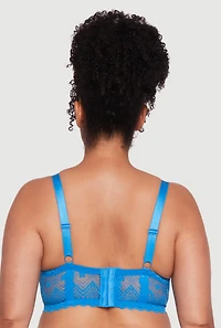 Womens Plus Size Lace Keyhole Push Up Plunge Bra, Blue, Size 44D