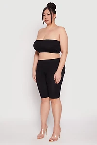 Womens Plus Size Basic Seamless Bandeau Bra, Black, Size 3X