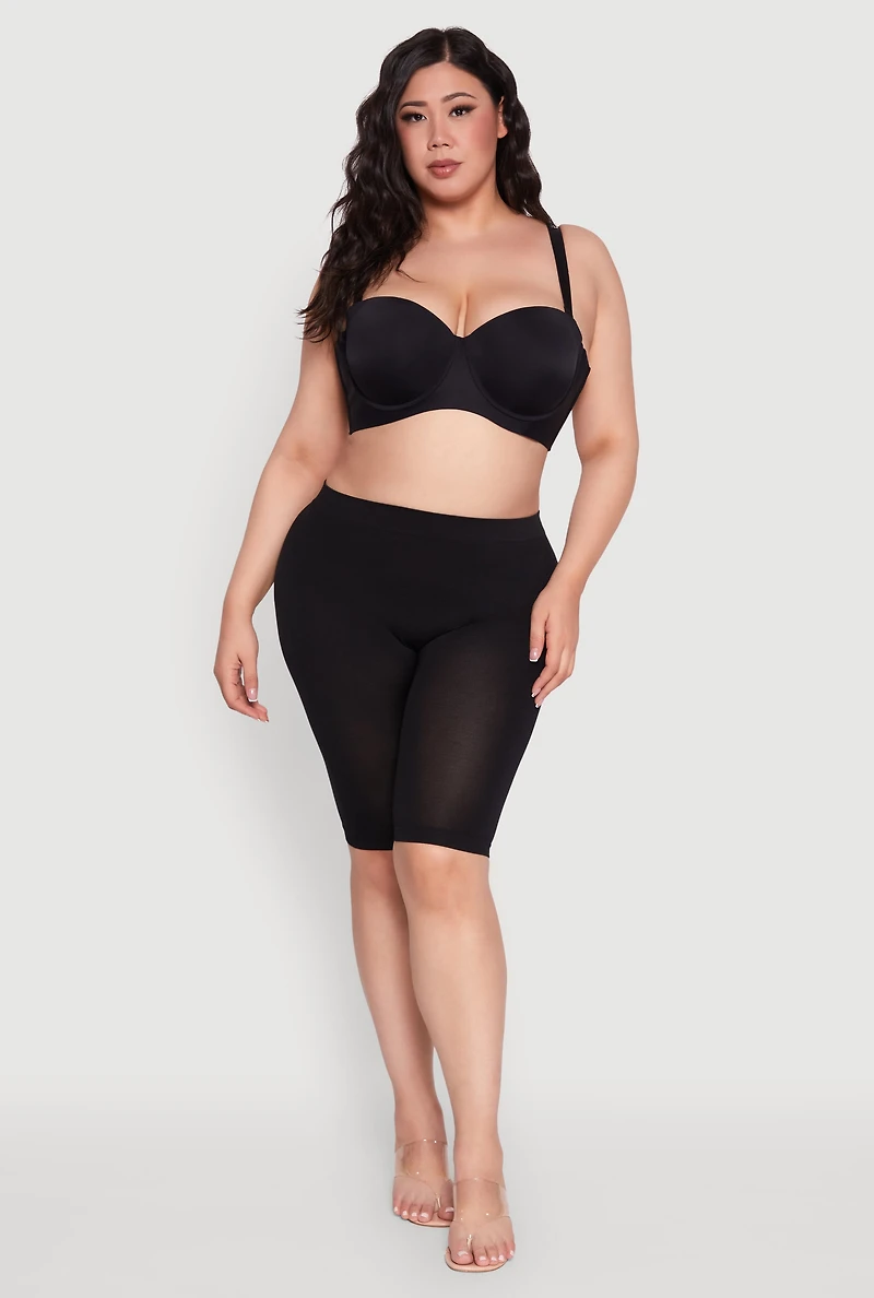 Womens Plus Size Padded Push Up Convertible Balconette Bra, Black, Size 38DD