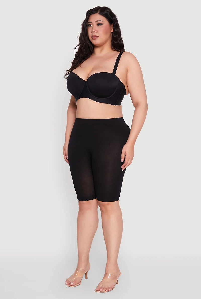 Womens Plus Size Padded Push Up Convertible Balconette Bra, Black, Size 38DD