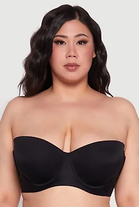 Womens Plus Size Padded Push Up Convertible Balconette Bra, Black, Size 38DD