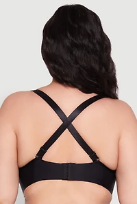 Womens Plus Size Padded Push Up Convertible Balconette Bra, Black, Size 38DD