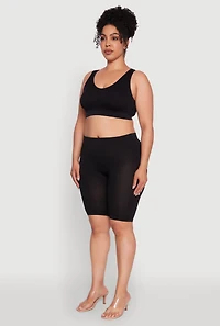 Womens Plus Seamless Ribbed Knit Sports Bra, Black,
