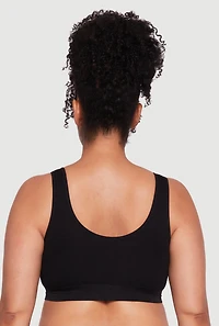 Womens Plus Size Seamless Ribbed Knit Sports Bra, Black, Size 2X