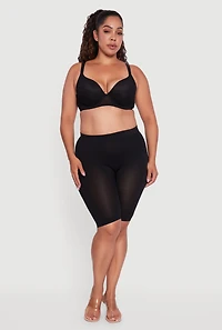 Womens Plus Size Mesh Padded Plunge Bra, Black, Size 44DD