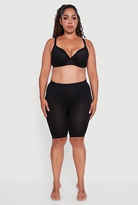 Womens Plus Mesh Padded Plunge Bra, Black,