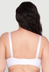 Womens Plus Size Laser Cut Seamless Balconette Bra | Convertible to Strapless, White, Size 42DD