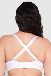 Womens Plus Size Laser Cut Seamless Balconette Bra | Convertible to Strapless, White, Size 42DD