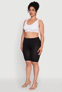 Womens Plus Size Seamless Sports Bra with Removable Padding, White, Size 2X