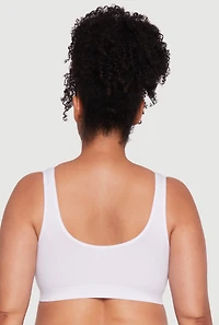 Womens Plus Size Seamless Sports Bra with Removable Padding, White, Size 2X