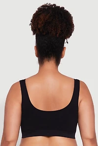 Womens Plus Size Removable Padding Seamless Sports Bra, Black, Size 2X