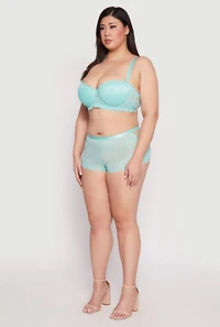 Womens Plus Scalloped Floral Lace Balconette Bra | Convertible To Strapless, Blue,