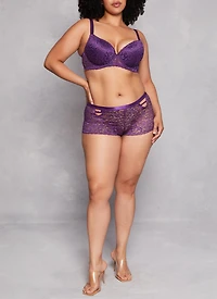 Plus Size Lace Patterned Plunge Bra