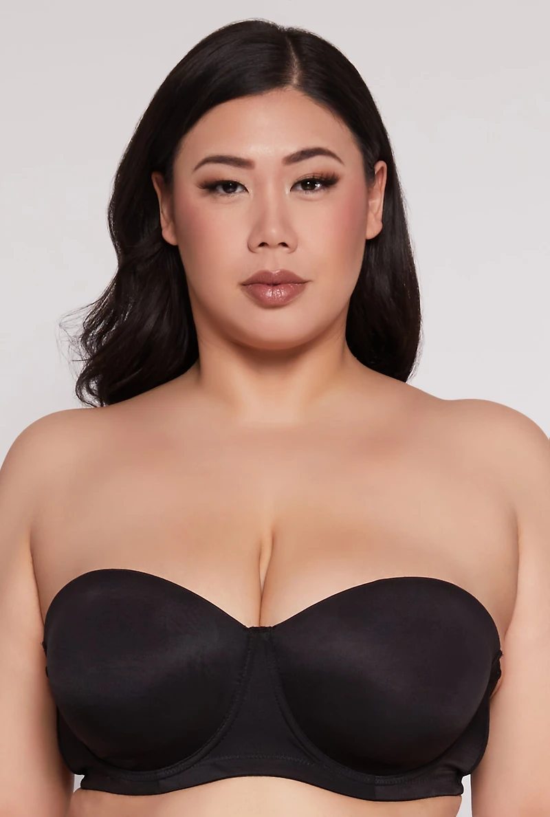 Womens Plus Size Balconette Bra | Convertible to Strapless, Black, Size 44DD