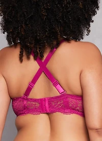 Plus Size Floral Lace Scalloped Hem Balconette Bra | Converts to Strapless