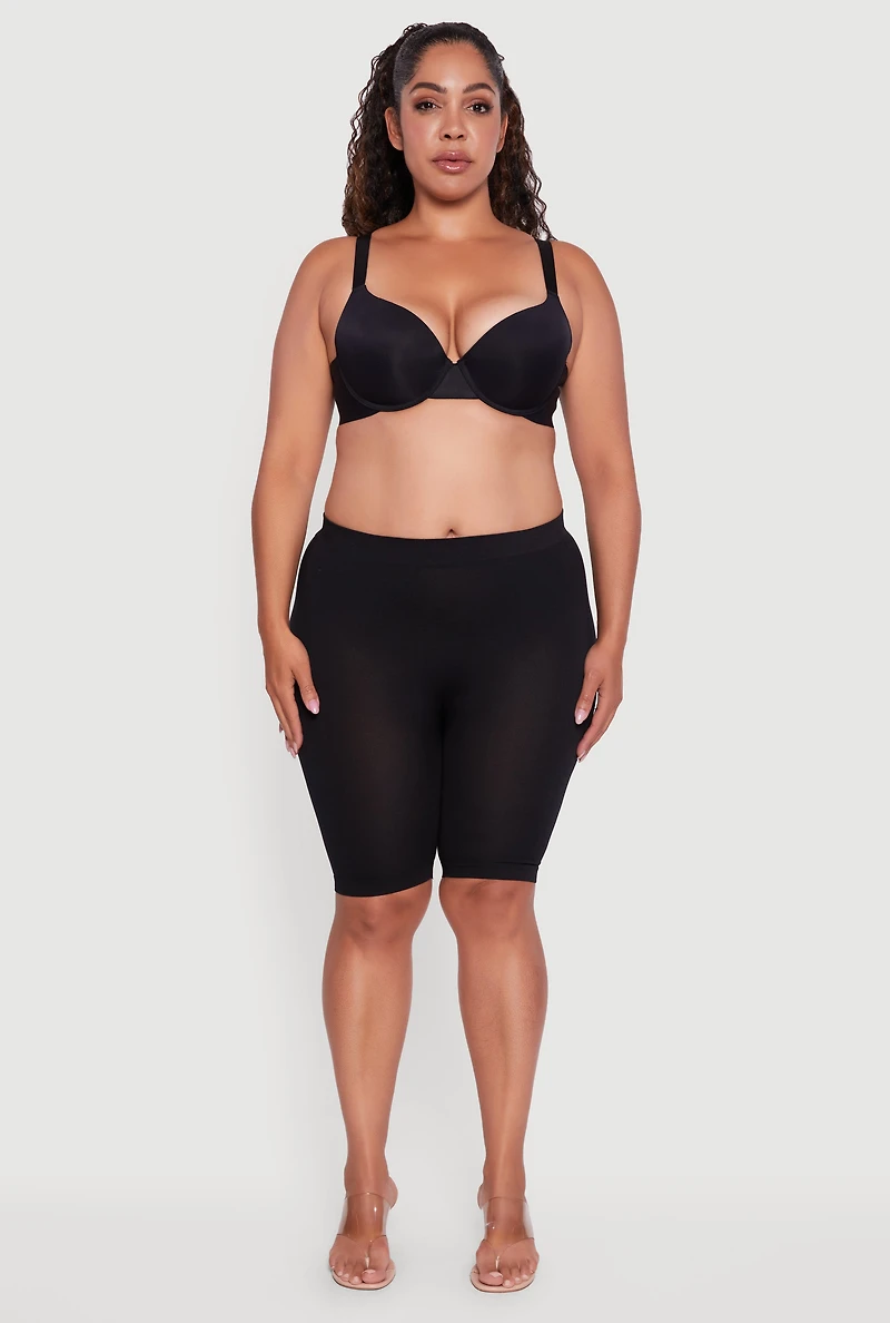 Womens Plus Size Laser Cut Padded Push Up Plunge Bra, Black, Size 40D