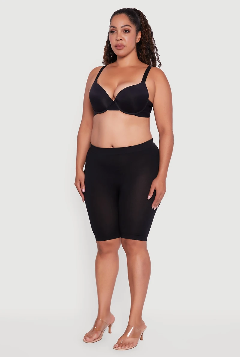 Plus Laser Cut Padded Push Up Plunge Bra