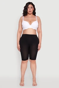 Womens Plus Size Seamless Padded Push Up Plunge Bra, White, Size 44DD
