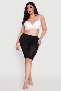 Womens Plus Seamless Padded Push Up Plunge Bra, White,