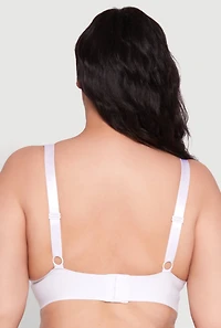 Womens Plus Size Seamless Padded Push Up Plunge Bra, White, Size 42DD