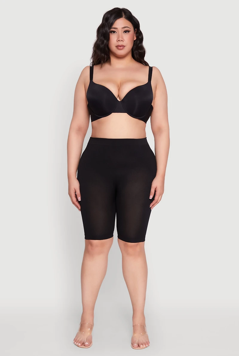 Plus Solid Padded Push Up Plunge Bra