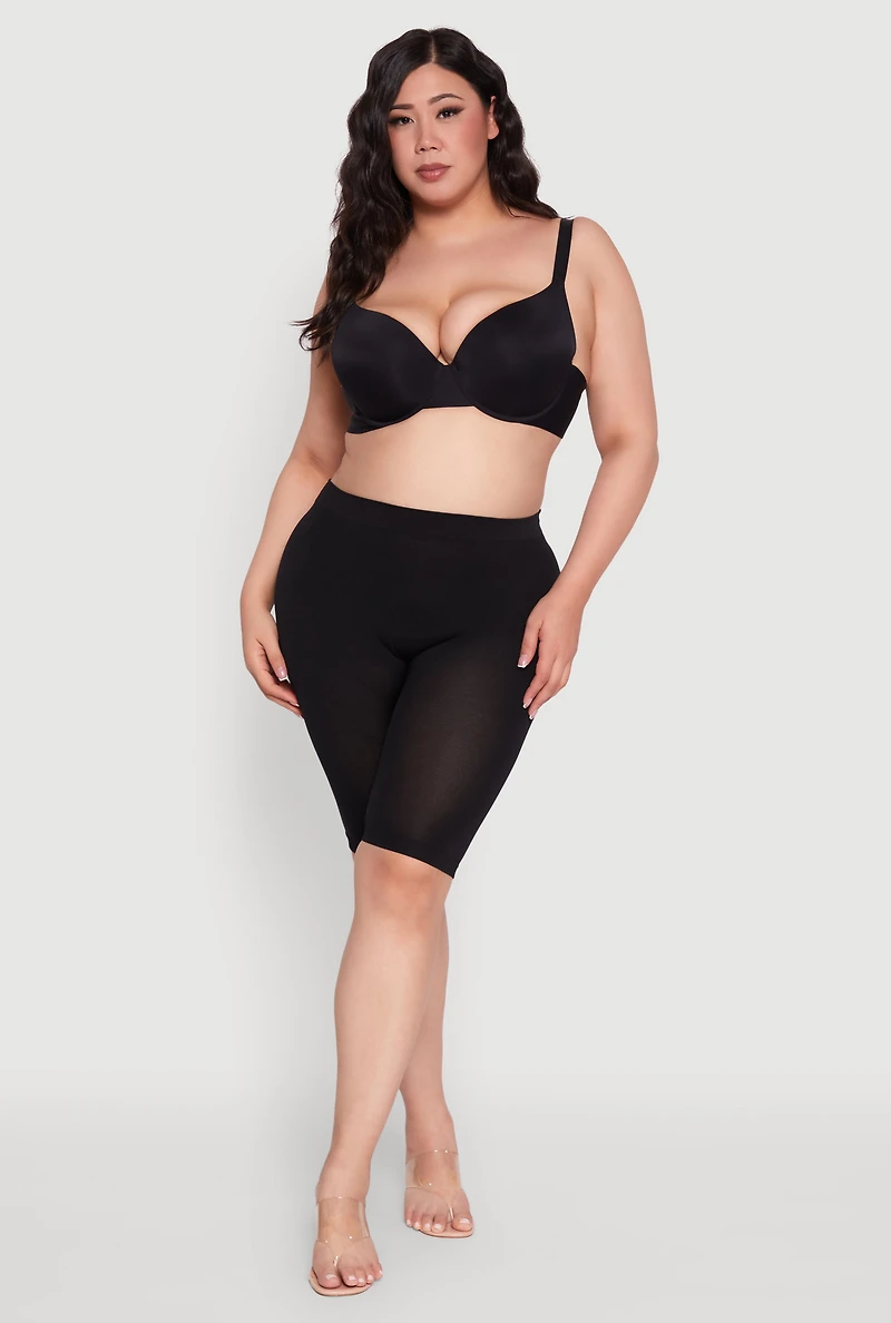 Plus Solid Padded Push Up Plunge Bra