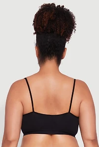 Womens Plus Size Seamless Ribbed Knit Cami Bra, Black, Size 3X