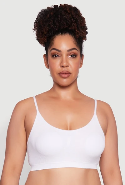 Womens Plus Size Solid Full Coverage Seamless Bra, White, Size 3X