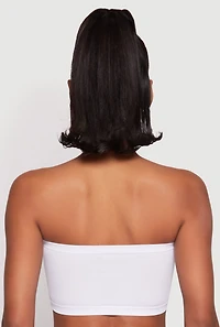 Womens Ribbed Knit Ruched Bandeau Bra, White, Size L